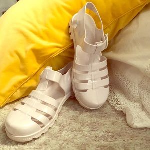 White jelly sandals